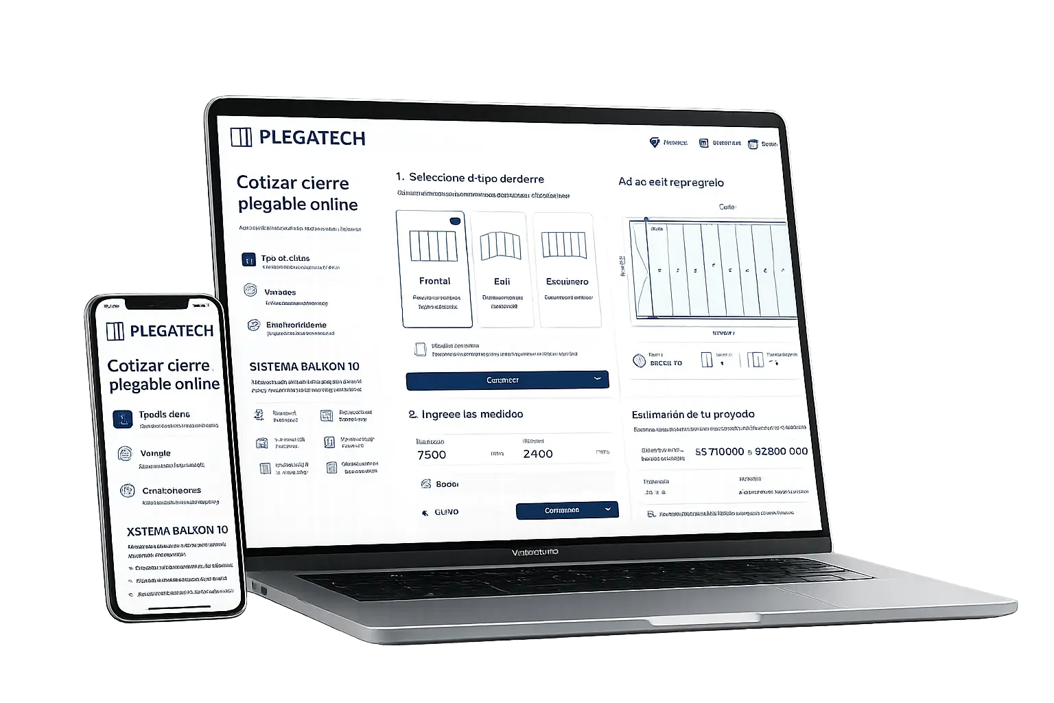 Cotizador online de PLEGATECH en computador y celular